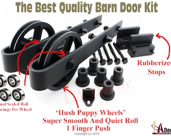 Black Spoke Barn Door Hardware Kit – Heavy Duty, Smooth Rolling