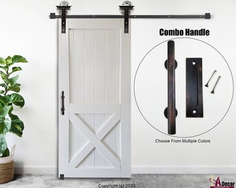 Bronze Barn Door Handle Set - Rustic Flush Pull, Modern Hardware