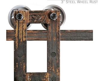 Real Rust Barn Door Hardware: Steampunk Industrial Steel Wheel
