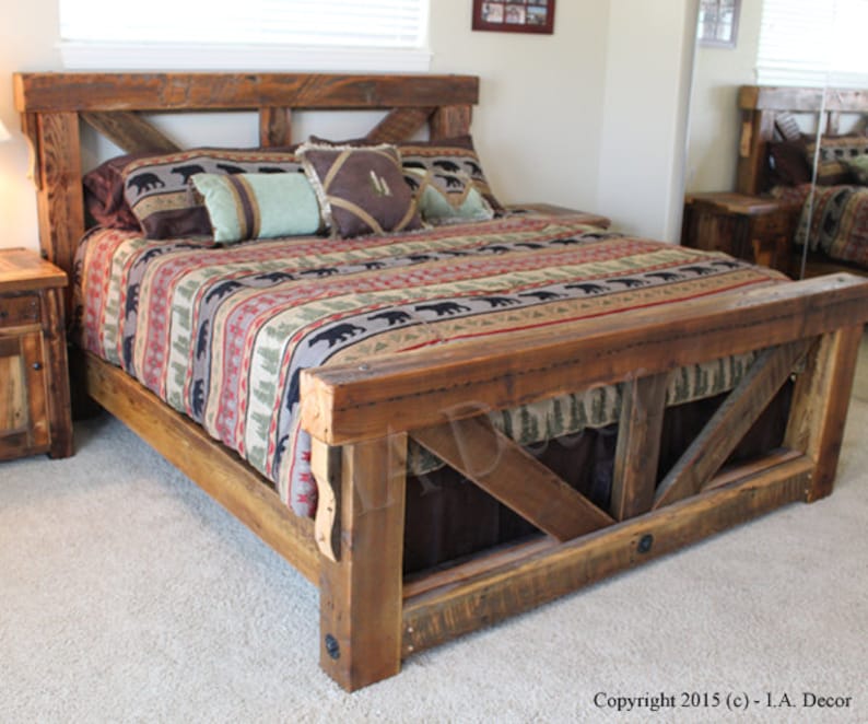 Timber Frame Trestle Bed Rustic Big Queen Image 0