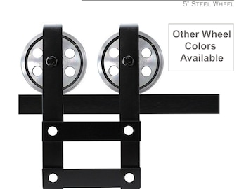Heavy Duty Trolley Barn Door Hardware, Steel Wheels, Industrial Style Trolley Hangers