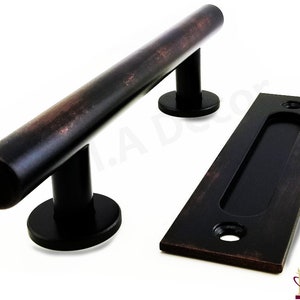 Barn Door Handle Combo Pole handle barn door hardware modern barn door handle round barn door pull oil rubbed hand rubbed bronze barn handle