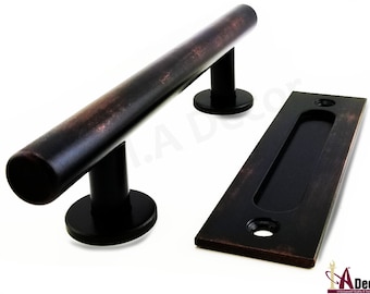 Barn Door Handle Combo Pole handle barn door hardware modern barn door handle round barn door pull oil rubbed hand rubbed bronze barn handle