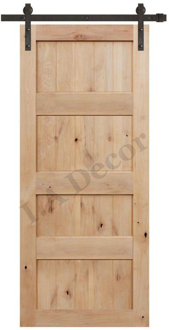 Alder Barn Door Unfinished Or Finished 4 Panel Knotty Alder Etsy