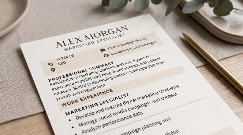 ATS Friendly Resume Template, Editable Canva CV Bundle With Cover ...