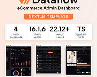Dataflow Next.js 管理ダッシュボードテンプレート、eコマースパネル、TypeScript、レスポンシブデザイン、ダークモード