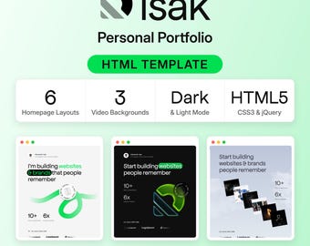 IsakパーソナルポートフォリオHTMLテンプレート、履歴書ウェブサイト、開発者デザイナーフリーランサー、ダークライト、ビデオ背景