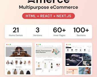 Amerce 多目的eコマースHTML、React、Next.jsテンプレート、オンラインストア、ファッションショップ、Bootstrap