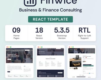 Finwice Reactテンプレート、ビジネスファイナンスコンサルティングウェブサイト、企業アドバイザーエージェンシー