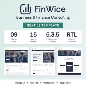 Finwice Business Finance Consulting Next.js Template, React Corporate Website, Financial Advisor, Consultancy, RTL