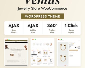 VemusジュエリーストアWooCommerce WordPressテーマ、高級ブティック、Elementor、レスポンシブテンプレート、デジタルダウンロード