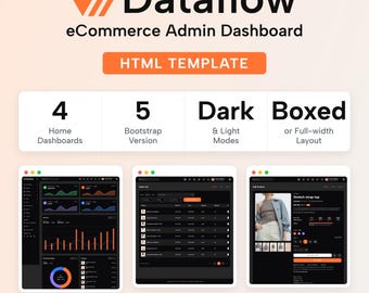 Dataflow HTML管理ダッシュボードテンプレート、eコマースパネル、Bootstrap 5、レスポンシブデザイン、ダークモード