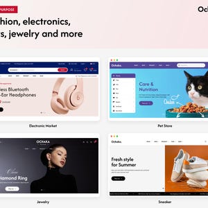 Plantilla Ochaka React, tema multipropósito para tienda online de comercio electrónico con ReactJS, sitio web para tiendas de moda y electrónica. imagen 5