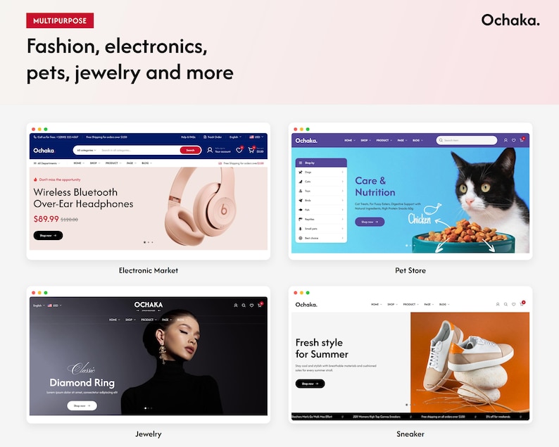 Plantilla Ochaka React, tema multipropósito para tienda online de comercio electrónico con ReactJS, sitio web para tiendas de moda y electrónica. imagen 5