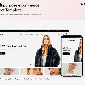Plantilla Ochaka React, tema multipropósito para tienda online de comercio electrónico con ReactJS, sitio web para tiendas de moda y electrónica. imagen 2