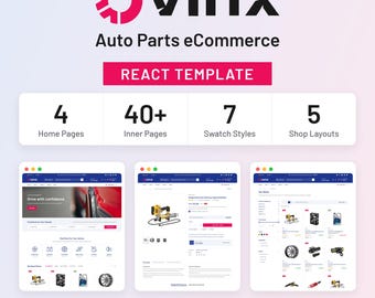Ovinx React JSテンプレート、自動車部品ECサイト、カーアクセサリーストア、レスポンシブショップ