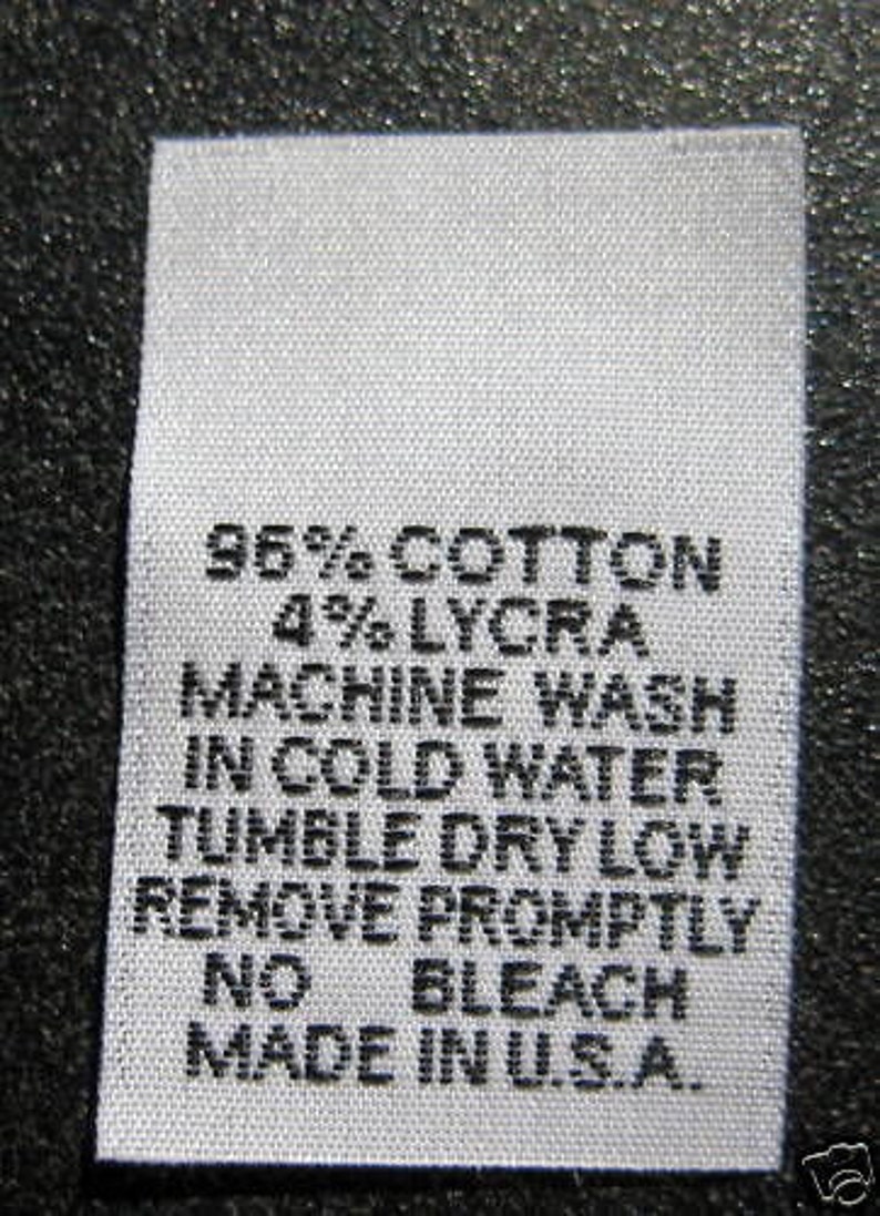 100/% COTTON 1000pcs WOVEN NON-FRAYING WHITE CLOTHING SEWING LABEL CARE TAG