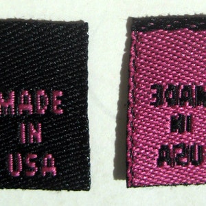 100 pcs Black Pink Clothing Sewing Garment Apparel Wardrobe Origin America Woven Care Label - Made In USA