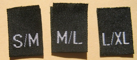 Mixed Lot of 250 Pcs Black Woven Women Clothing Labels, Size Tags S/M, M/L,  L/XL 83 Pcs Each Size -  New Zealand