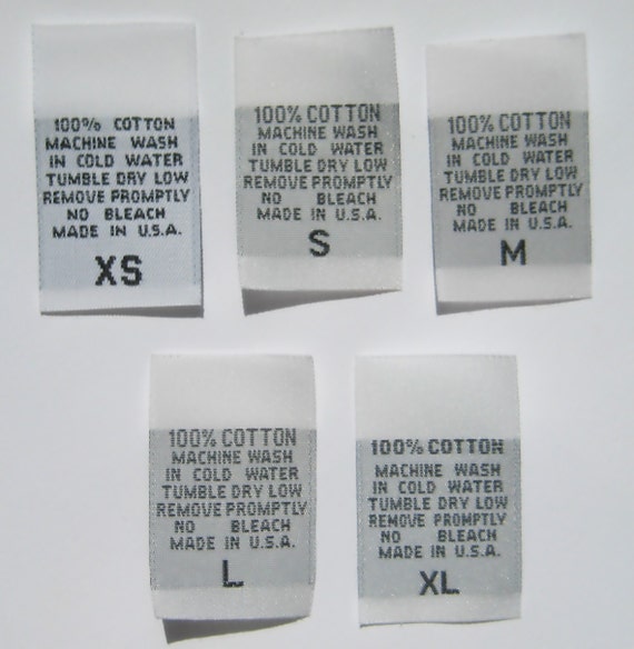 S XS L WHITE WOVEN SIZE TAGS 50 PCS CLOTHING LABELS XL M