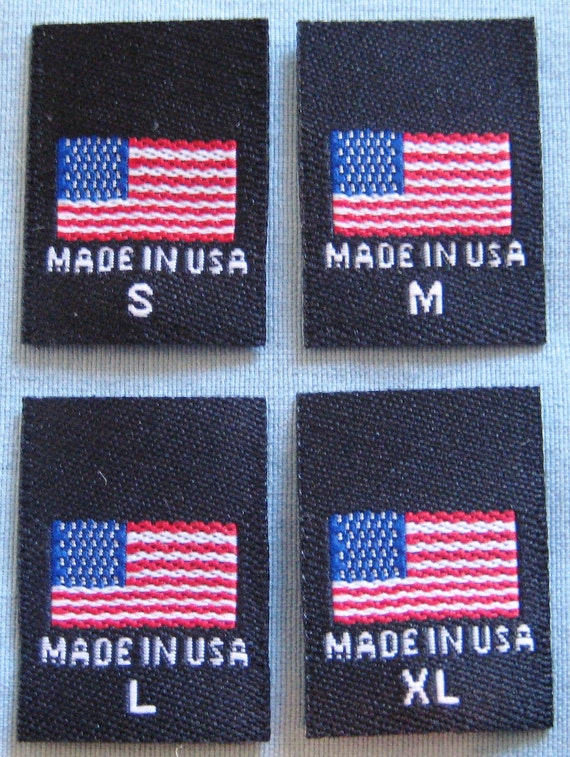 100Pcs Made In U.S.A White Woven Garment Clothing Sewing Label American Flag