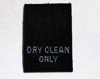 250 pcs Black Woven Clothing Sewing Labels, Care Instruction Label - Dry Clean Only