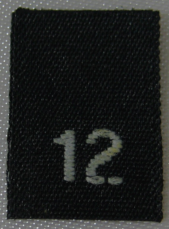 SIZE TAGS 100 PCS BLACK WOVEN SEWING CLOTHING LABELS SIZE 12 TWELVE