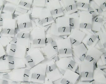 50 pcs White Woven Sew Clothing Labels, Toddler Size Tags -  Size 7 - Seven