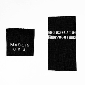 250 pcs Black Clothing Sewing Garment Apparel Wardrobe Origin American Made Folded Woven Care Label - Made In USA
