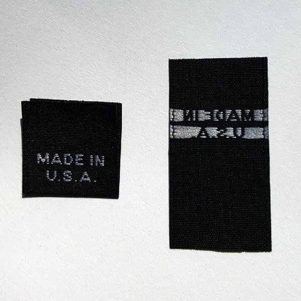 100 pcs Black Woven Sewing Garment Apparel Folded Clothing Sewing Origin Source Label - Made In USA