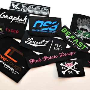 Custom Damask Woven Clothing Labels - Any Fold Available