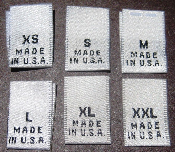 120Pcs White Woven Clothing Labels Made In USA Size Tab Tag XS S M L XL XXL
