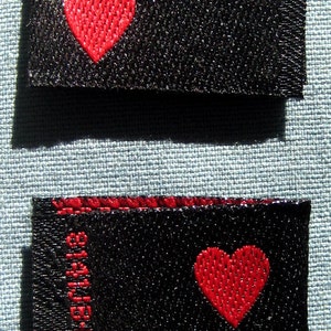 100 stuks geweven kleding naaien kledinglabellabels - rood liefdeshart