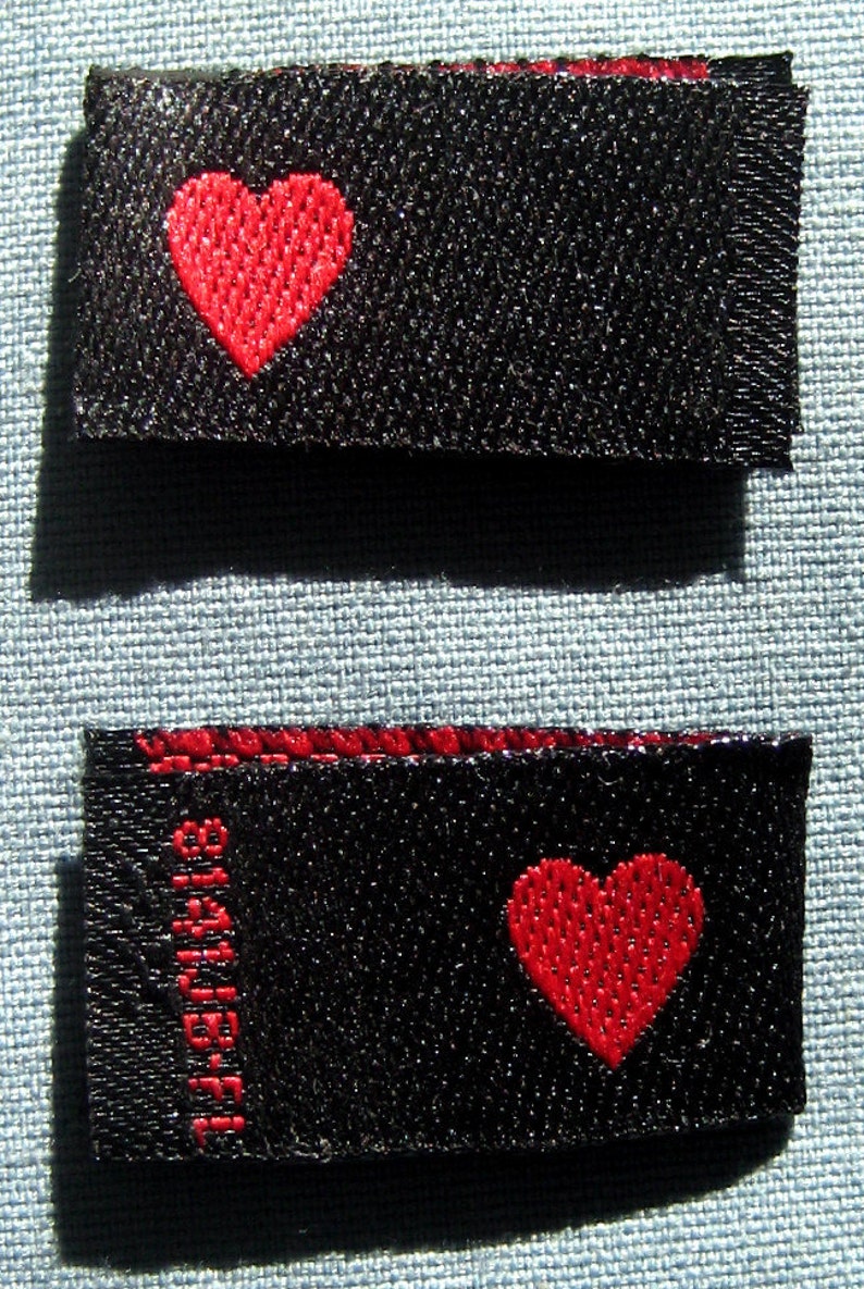 50 Pcs Woven Clothing Labels Size Tags Red Love Heart Etsy