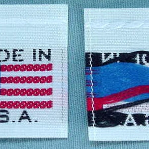 50 pcs White American Flag - Made in USA, Red White & Blue Woven Clothing Labels