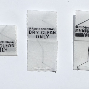 50 pcs White Woven Clothing Sewing Garment Care Label Center Fold - Professional Dry Clean Only