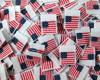 Etiquetas tejidas para ropa con la bandera estadounidense: roja, blanca y azul - 1000 unidades