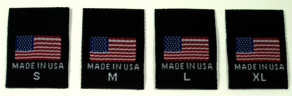 AMERICAN FLAG 100 PCS BLACK WOVEN SEWING GARMENT CLOTHING LABEL MADE IN U.S.A