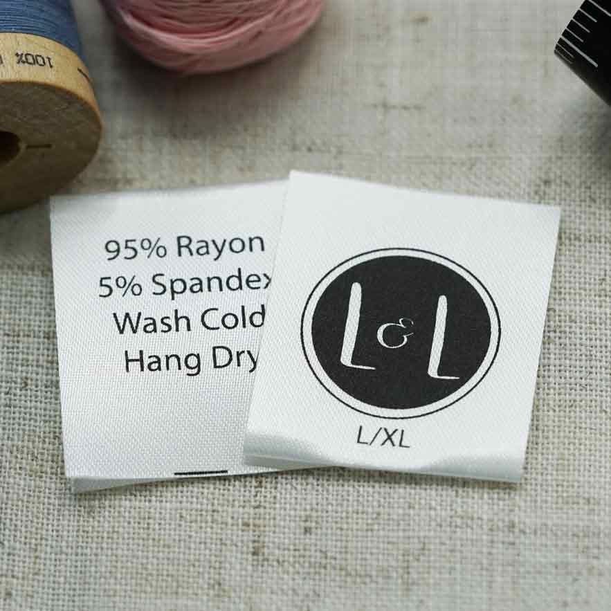 500Pcs Personalized Professional Printed Satin Clothing Garment Washing  Care Label Tags - Black Ink On White
