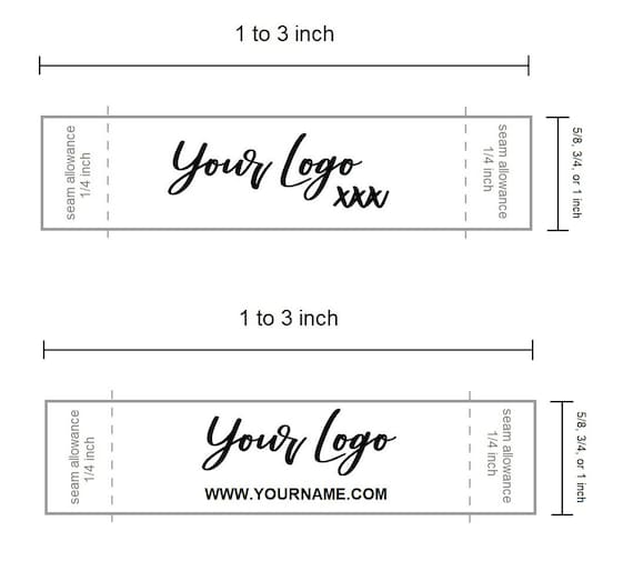 250 pcs Custom Printed Professional Satin Clothing Care Tags Labels- Black Thermal Ink on White Satin