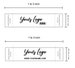 250 pcs Custom Printed Professional Satin Clothing Care Tags Labels- Black Thermal Ink on White Satin 