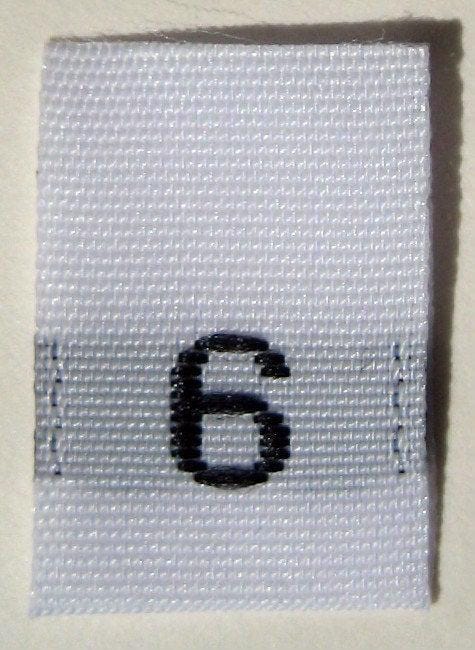 White Woven Sewing Folded Clothing Label Size Tags - Size 6 - Six ...