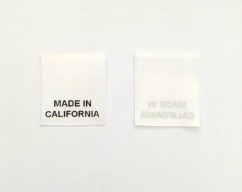 100pcs White Printed Clothing Origin Labels - Made In California