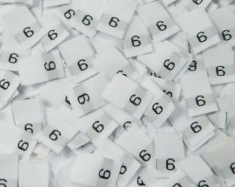 White Woven Sewing Folded Clothing Label Size Tags - Size 6 - Six (50pcs-1000pcs)