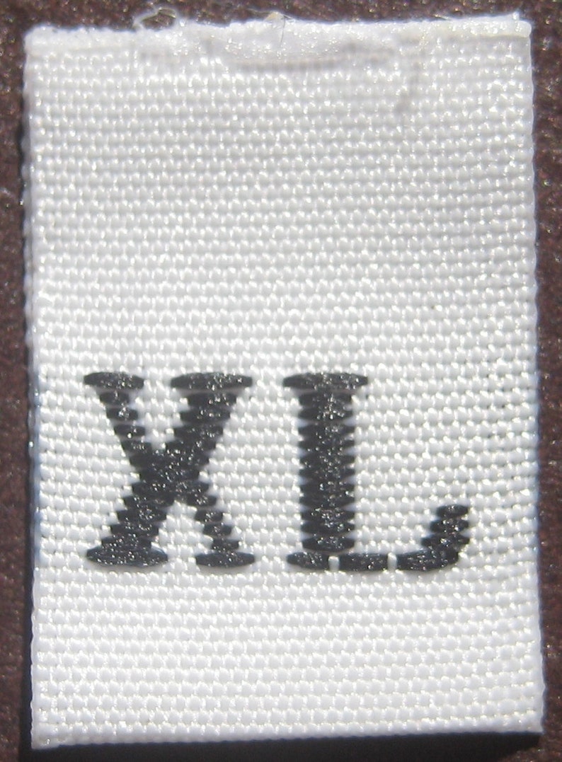 100 pcs White Woven Clothing Sewing Labels, Size Tags Extra Large X-Large XL image 1