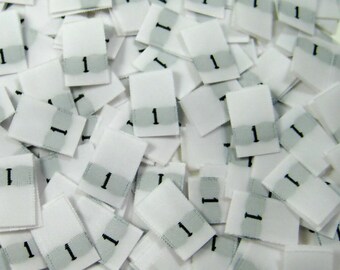 White Woven Sewing Folded Clothing Label Size Tags - Size 1 - One (50pcs-1000pcs)