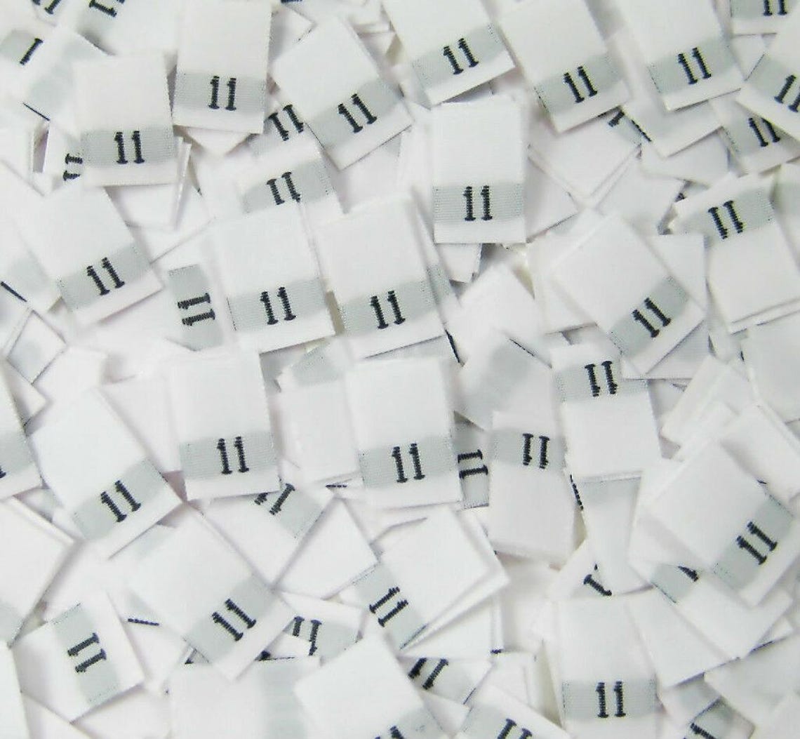 500 Pcs White Woven Sewing Folded Clothing Labels, Number Size Tags ...