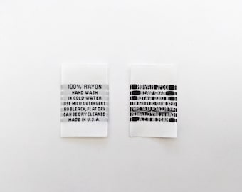 100 pcs Woven Apparel Clothing Sewing Garment Care Fabric Label Tag Instructions White - 100% Rayon