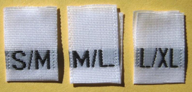 SIZE TAGS SIZE 0 ZERO 250 PCS WOVEN CLOTHING LABELS