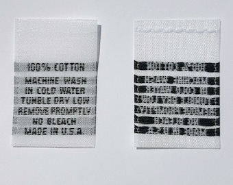 250 pcs  White Woven Sewing Apparel Clothing Labels, Content Care Label Tags - 100% Cotton